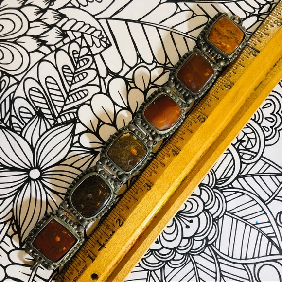 Vintage 80’s stone link bracelet jasper agate - Picture 4 of 5